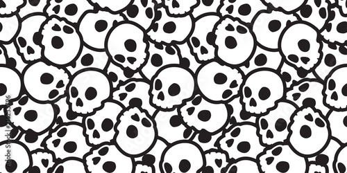 Skull seamless Halloween vector pattern Ghost head bone scarf isolated tile background repeat wallpaper © CNuisin