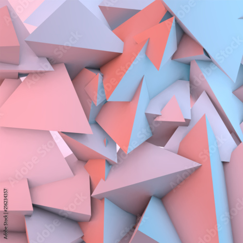 Abstract background with rose quartz and serenity pyramids