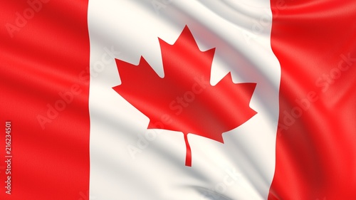 The flag of Canada, often referred to as the Canadian flag. Waved highly detailed fabric texture.