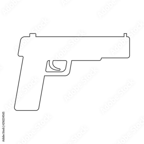 HANDGUN icon. Outline. Vector.