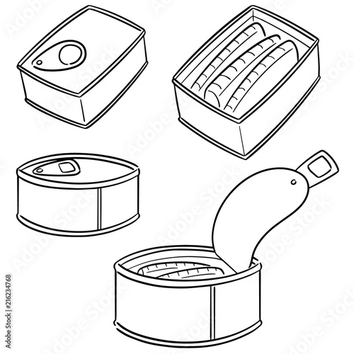 vector set of canned fish