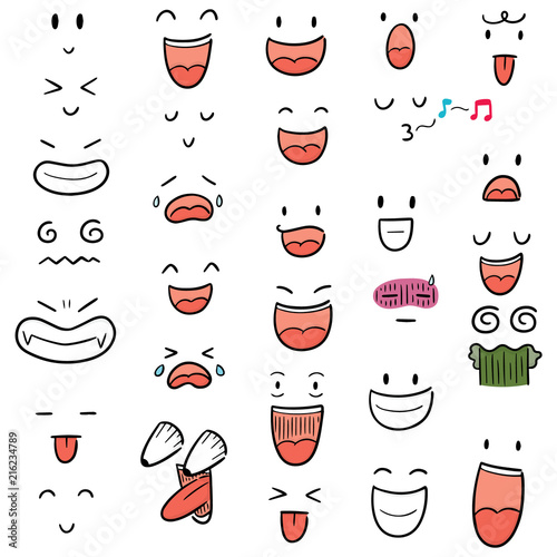 vector set of cartoon face