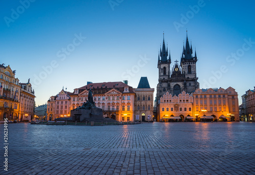 Old town square in Prague city, Czech Republic at night