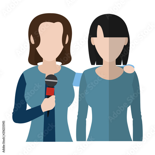 women reporters partner with microphone equipment
