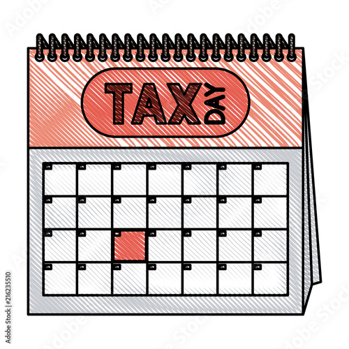 calendar reminder with tax day vector illustration design