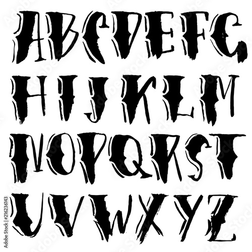 Grunge vintage whiskey font. Old handcrafted display skript. Modern brush label lettering. Vector typography illustration.