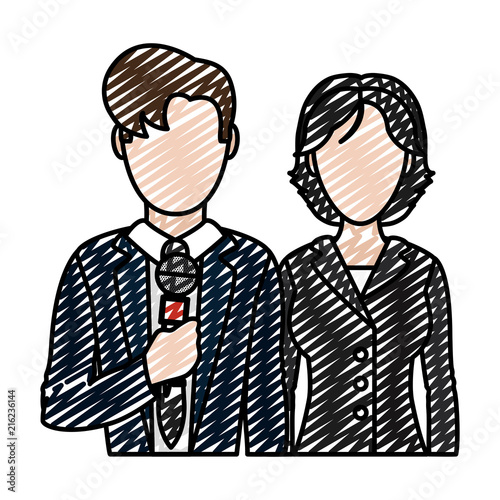 doodle man and woman partner reporters information