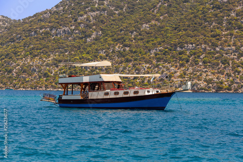 Boat yacht at anchor.