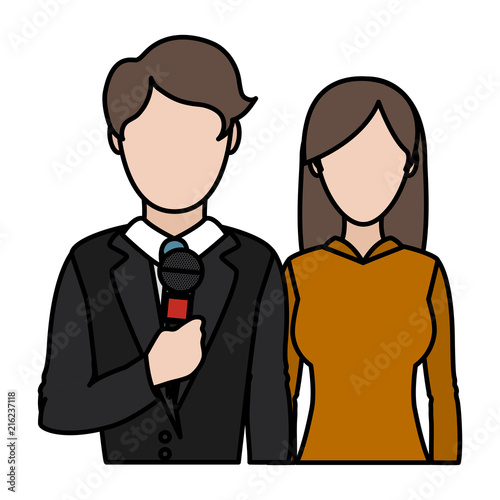 color man and woman reporters professional partner