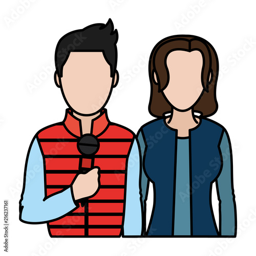 color professional man and woman partner reporters