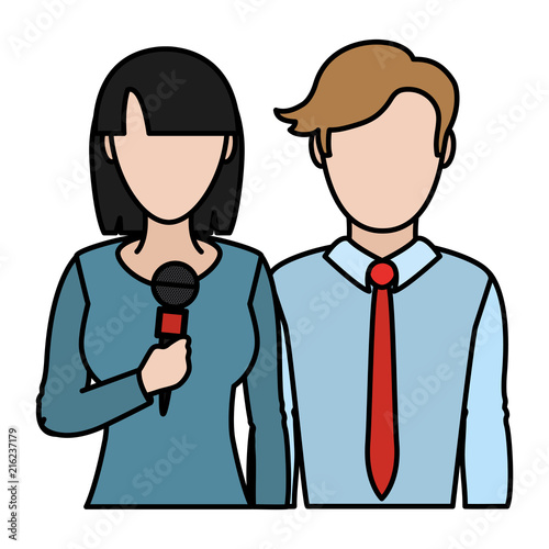 color woman and man news partner reporters