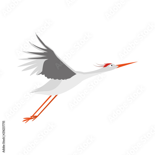 Stork flying isolated vector illustration graphic design