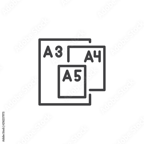 Paper sizes outline icon. linear style sign for mobile concept and web design. Paper size format series simple line vector icon. Symbol, logo illustration. Pixel perfect vector graphics
