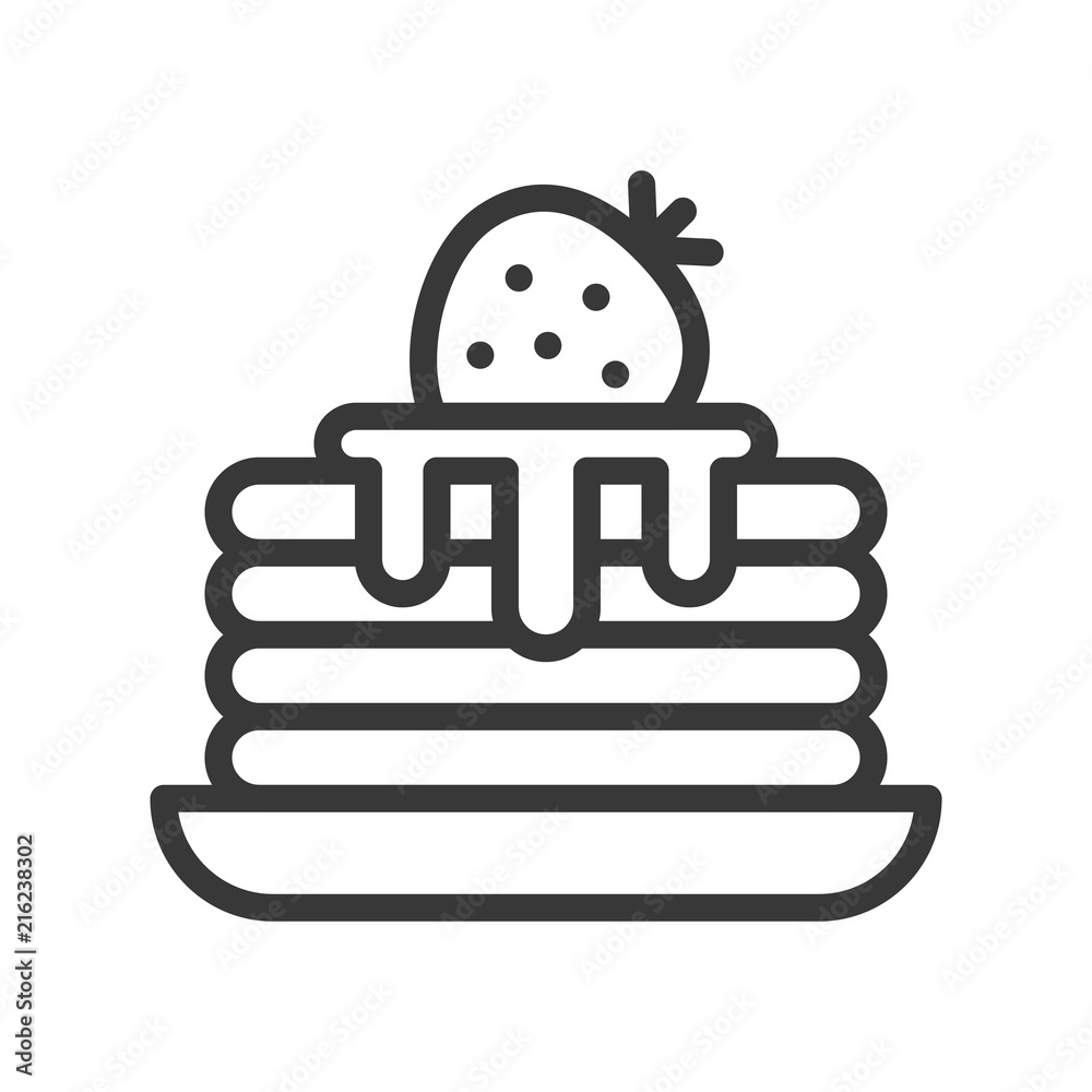 stack of pancakes and syrups, sweets and dessert outline icon