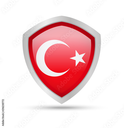 Free Download Metal shield with Turkey flag on white background. Vector illustration. - GFXLoad