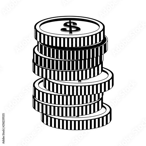 Coins stacked isolated vector illustration graphic design