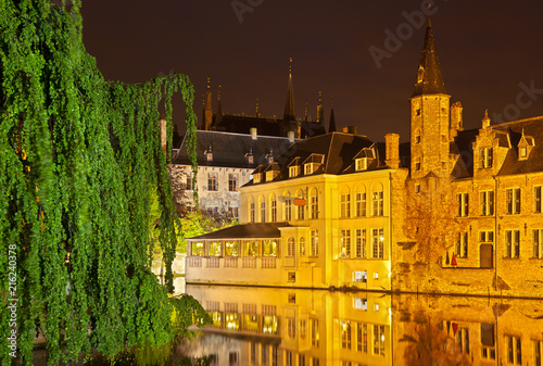 Rozenhoedkaai At Night, Bruges