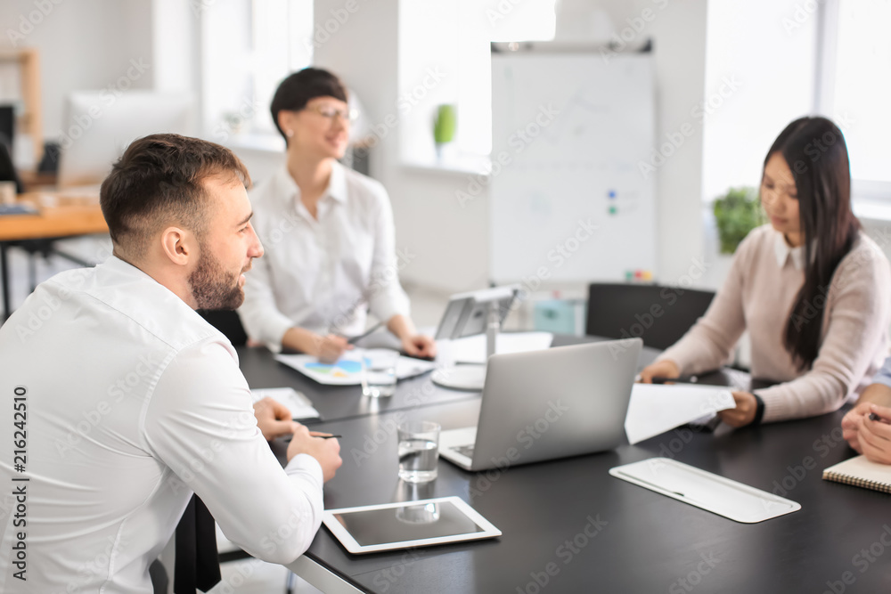 Office employees having meeting in conference room. Finance trading Office employees having meeting in conference room. Finance trading