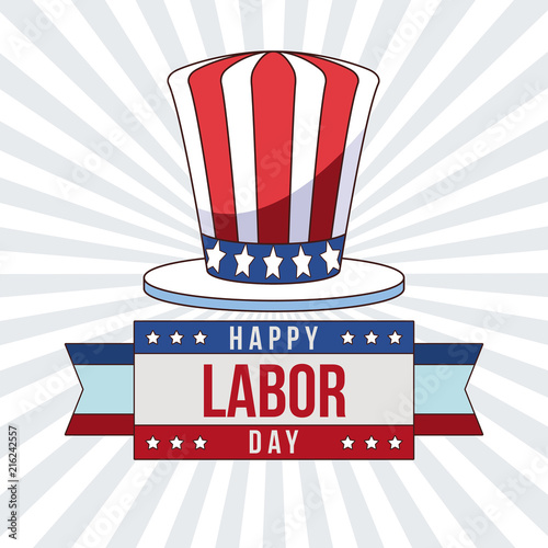 Labor day card with uncle sam hat cartoon vector illustration graphic design