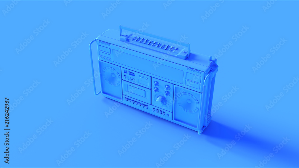 Blue Retro Boombox 3d illustration Blue Retro Boombox 3d illustration