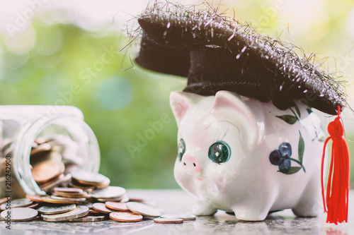 Piggy bank with square acad...