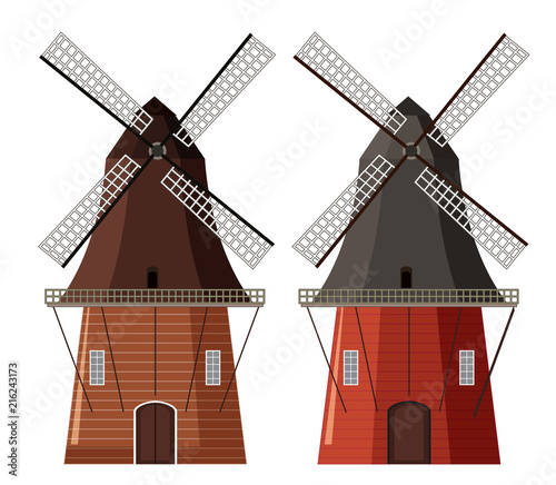 A set of wooden windmill