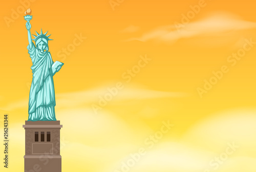 Statue of liberty on sunset