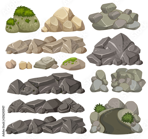 Set of different rocks photo