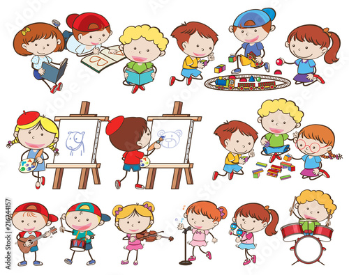 A set of children and activities