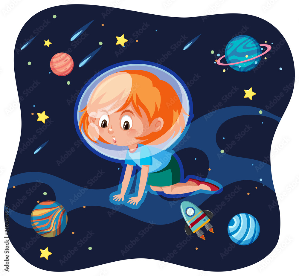 A young woman in space A young woman in space