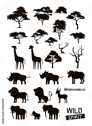 Set of wild african animals cartoons collection vector illustration graphic design