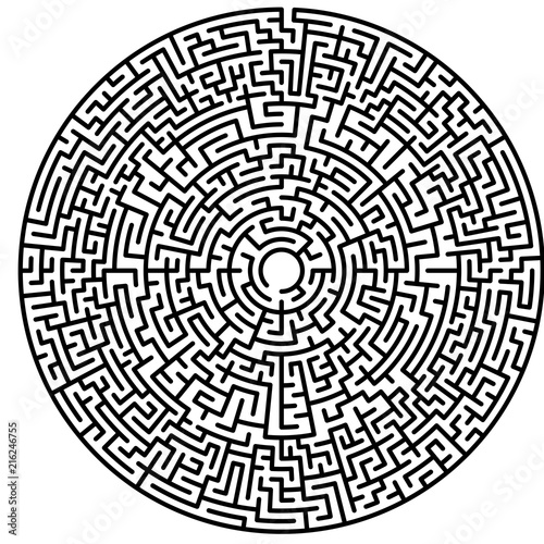 Maze circle. Labyrinth. Maze symbol. Isolated on white background