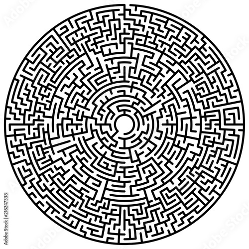 Maze circle. Labyrinth. Maze symbol. Isolated on white background
