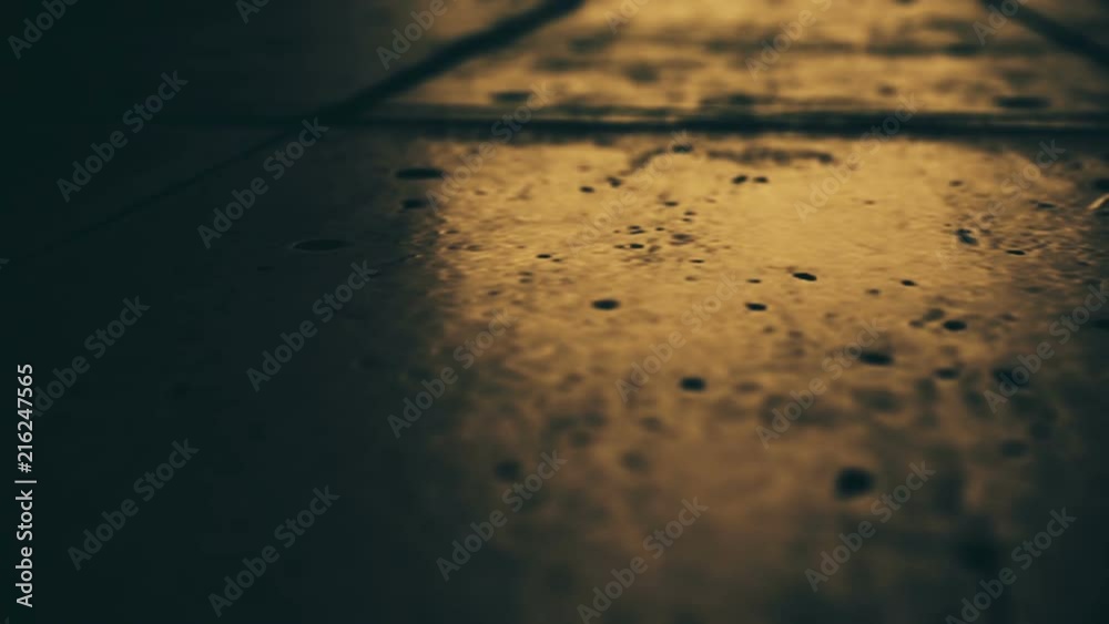 Passage of the camera through the old hard cover of the night street. An excellent background for the horror film credits