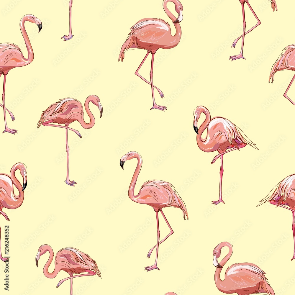 Obraz premium seamless flamingo pattern vector illustration