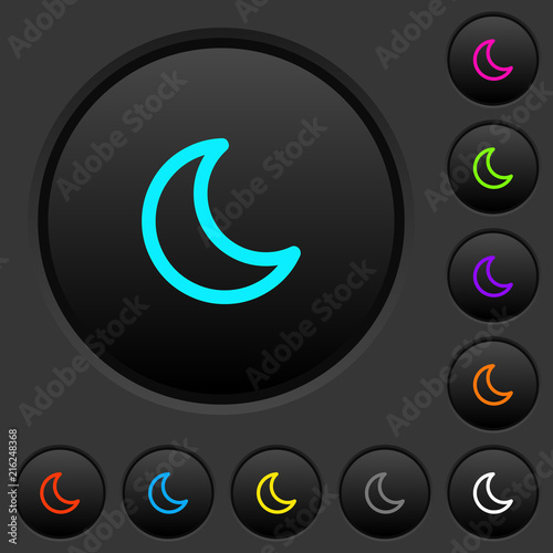 Moon shape dark push buttons with color icons