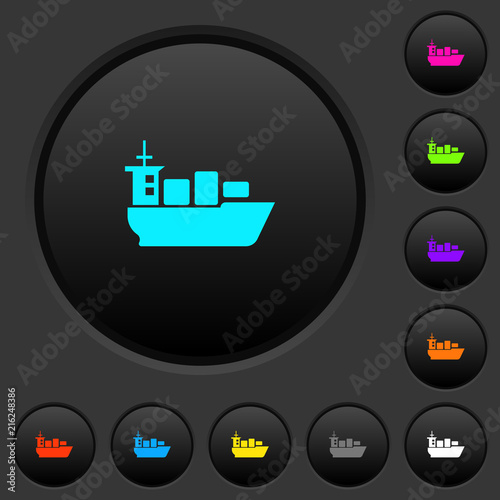 Sea transport dark push buttons with color icons