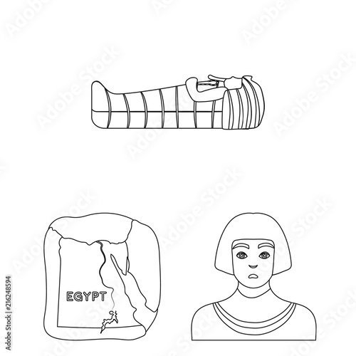 Ancient Egypt outline icons in set collection for design. The reign of Pharaoh vector symbol stock web illustration.