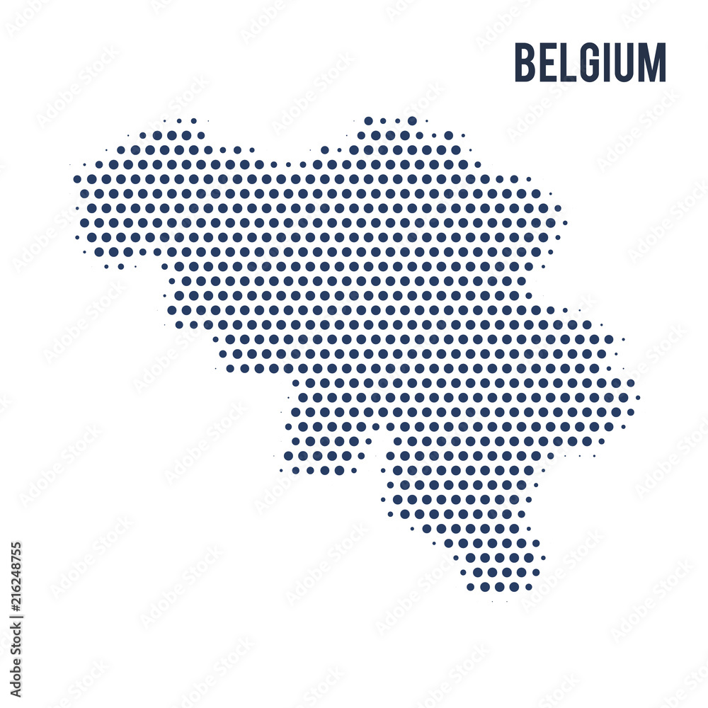 Dotted map of Belgium isolated on white background.