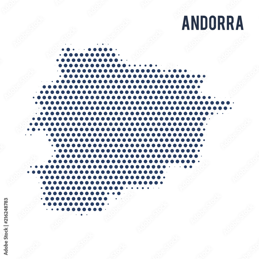 Dotted map of Andorra isolated on white background.