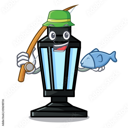 Fishing street lamp mascot cartoon