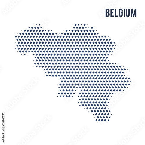 Dotted map of Belgium isolated on white background.