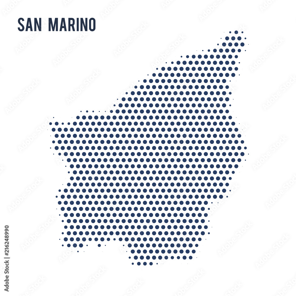 Dotted map of San Marino isolated on white background.