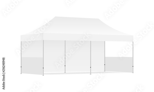 Rectangular tent mock up - half side view. Vector illustration