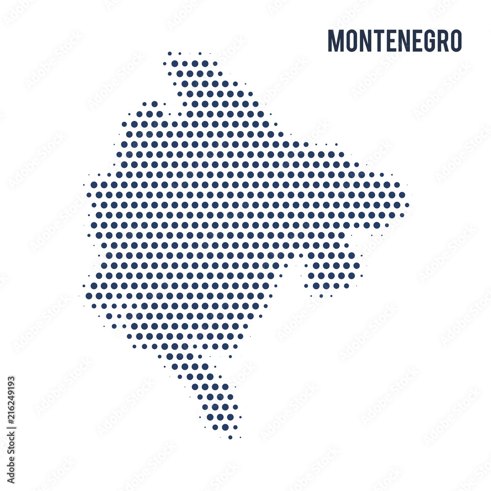 Dotted map of Montenegro isolated on white background.