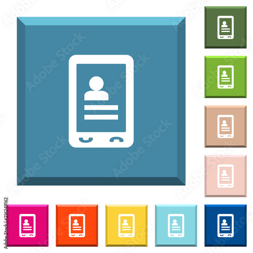 Mobile contacts white icons on edged square buttons
