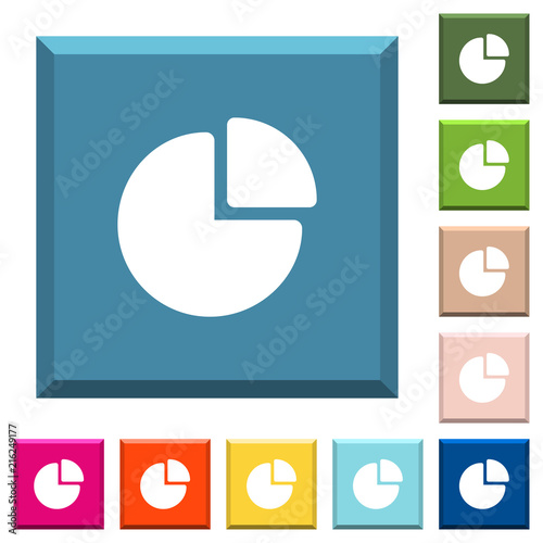 Pie chart white icons on edged square buttons