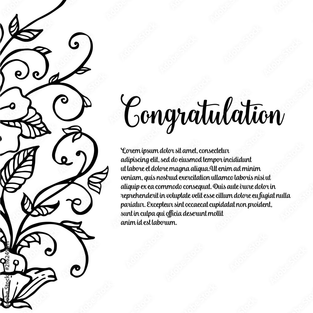 Flower art congratulation template design vector illustration