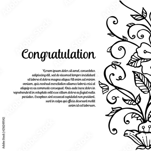 Flower art congratulation template design vector illustration