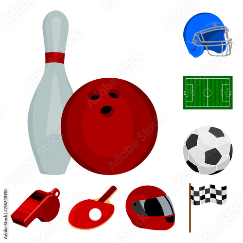 Different kinds of sports cartoon icons in set collection for design. Sport equipment vector symbol stock web illustration.